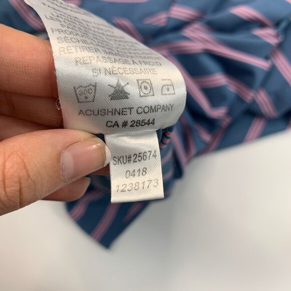 FJ FootJoy Shirt Mens L Large Blue Pink Striped Short Sleeve Golf Golfing Polo - Picture 14 of 16